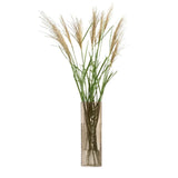 LSA Wicker Tall Mouth Blown Vase 40cm Taupe