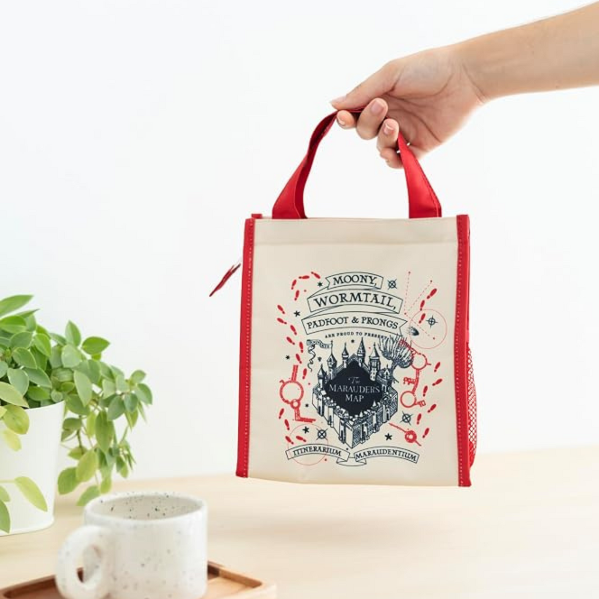Marauders Map Harry Potter Lunch Bag Red and Beige