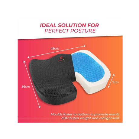 Orthopedic memory foam seat cushion with gel layer and ergonomic design for perfect posture support
