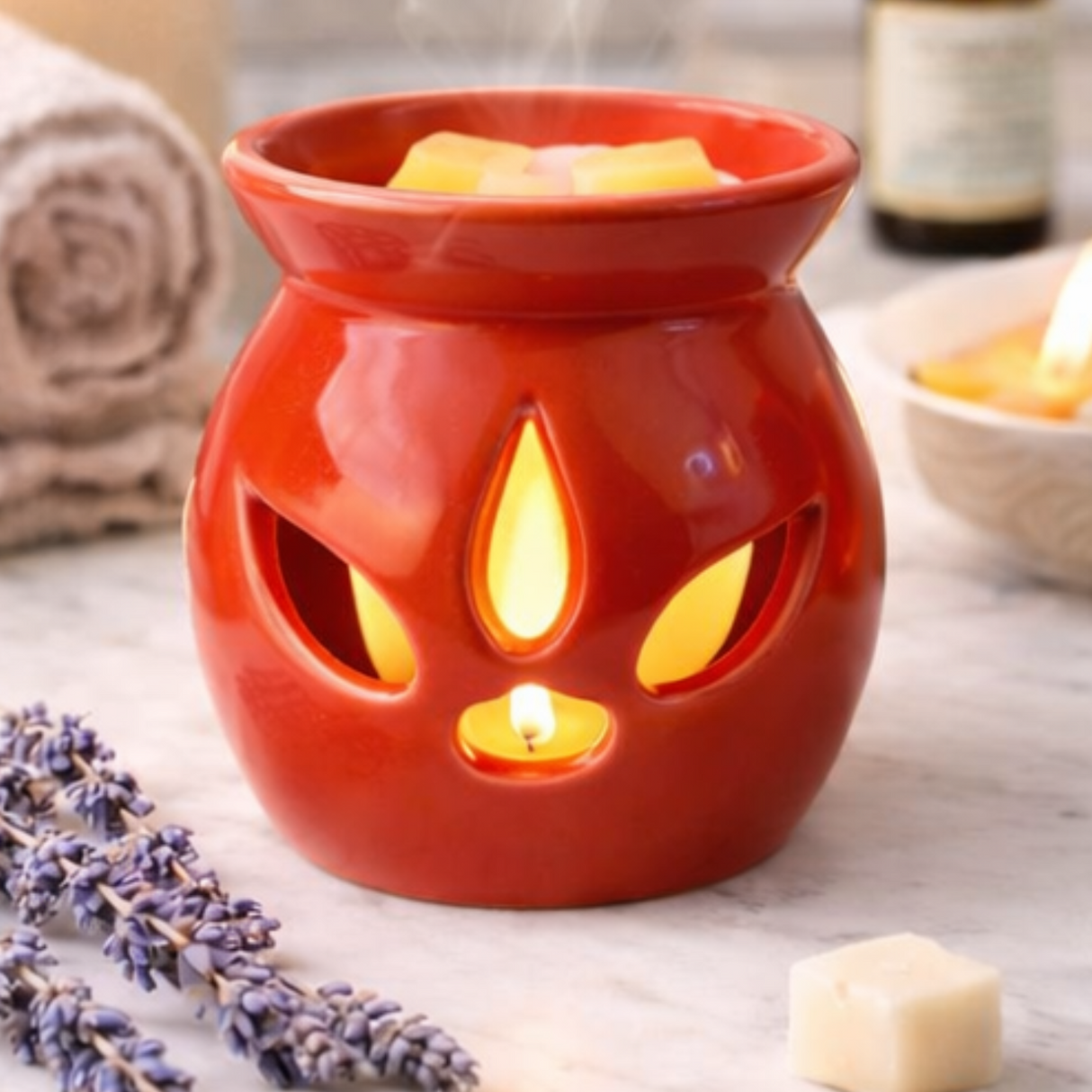 Ceramic Wax And Oil Burner - Red