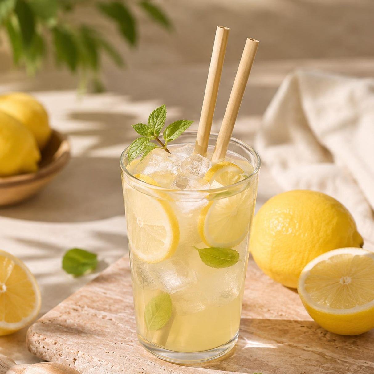Bamboo Drinking Straws Pack of 12 with Cleaning Brush and Bag