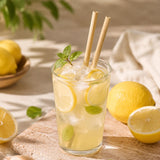Bamboo Drinking Straws Pack of 12 with Cleaning Brush and Bag