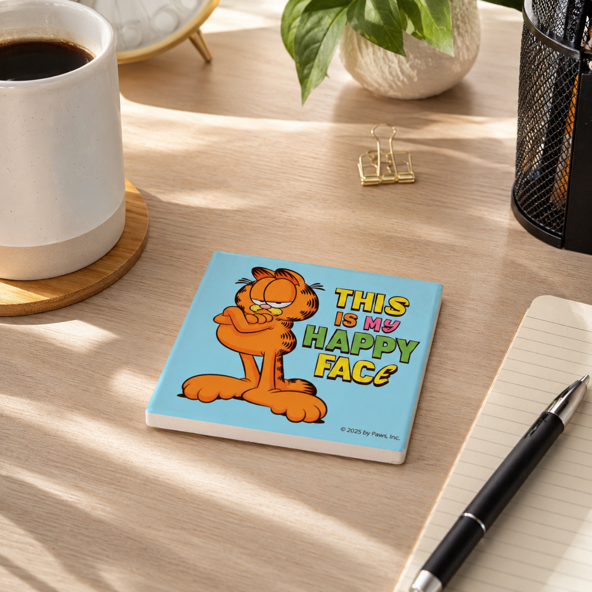 Fandomania Garfield 'This is My Happy Face' Ceramic Coaster
