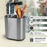 Kitchen Knife Block and Utensil Holder Storage Caddy Stainless Steel