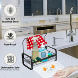Large Kitchen Sink Caddy Organiser with Drying Rack Black