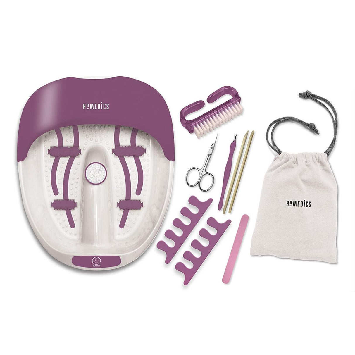 Homedics Luxury Foot Spa with Relaxing Hydro-Massage and Nail Care Kit Purple