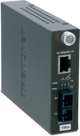 TRENDnet Single Mode SC Fiber Converter TFC-110S15 15 Km - Black
