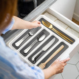 5 Compartment Utensil Cutlery Tray Organiser White and Grey