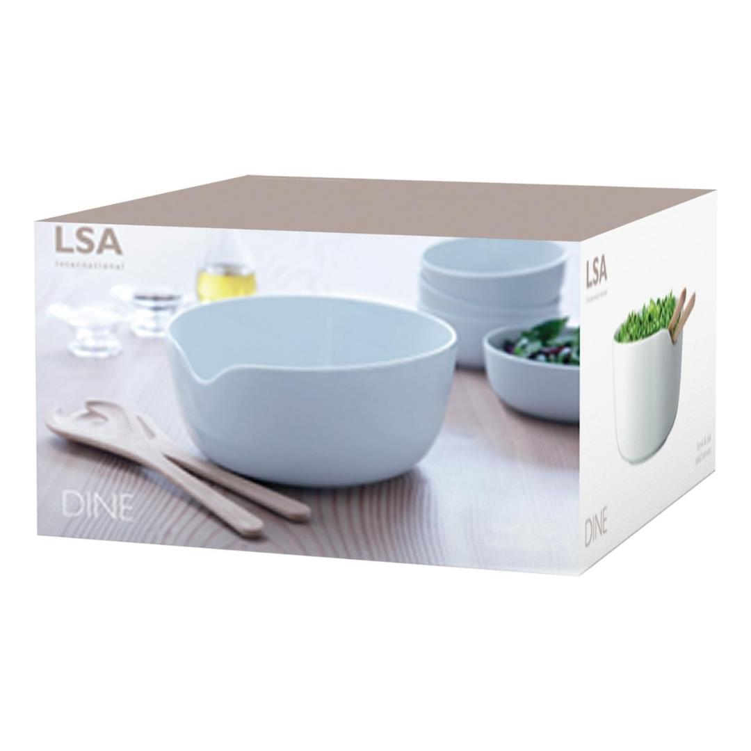 LSA International Dine Porcelain Bowl and Oak Servers 24cm White