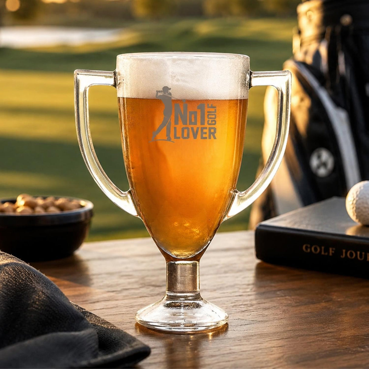 No 1 Golf Lover Trophy Pint Glass Clear