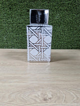 White and Silver Chrome Ceramic Square Geometric Vase with Lid