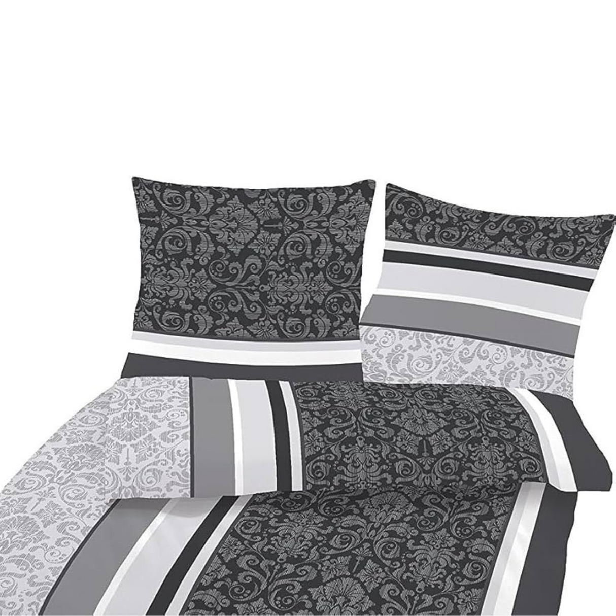 Soma Flannelette Bed Linen Set Anthracite Grey Boho Baroque
