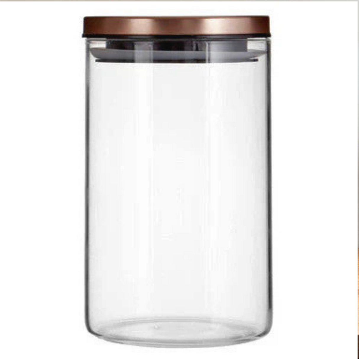 Clear Glass Cylinder Storage Jar with Bronze Lid 950ml