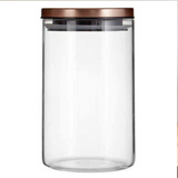 Clear Glass Cylinder Storage Jar with Bronze Lid 950ml