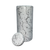 White and Grey Marble Effect Storage Jar with Lid H35cm