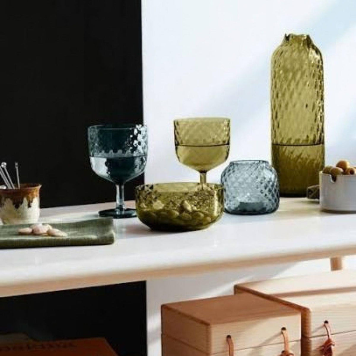 LSA Dapple Wine Glass 325ml Set of 2 woodland Green