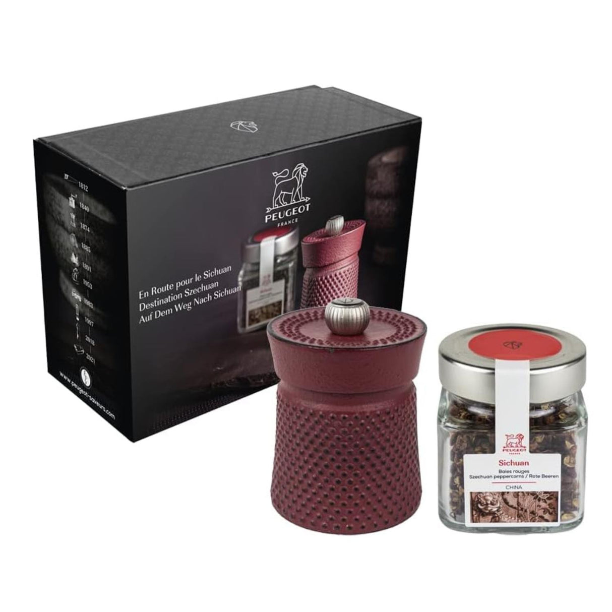 Peugeot Bali Fonte Pepper Mill Cast Iron 8cm Burgundy
