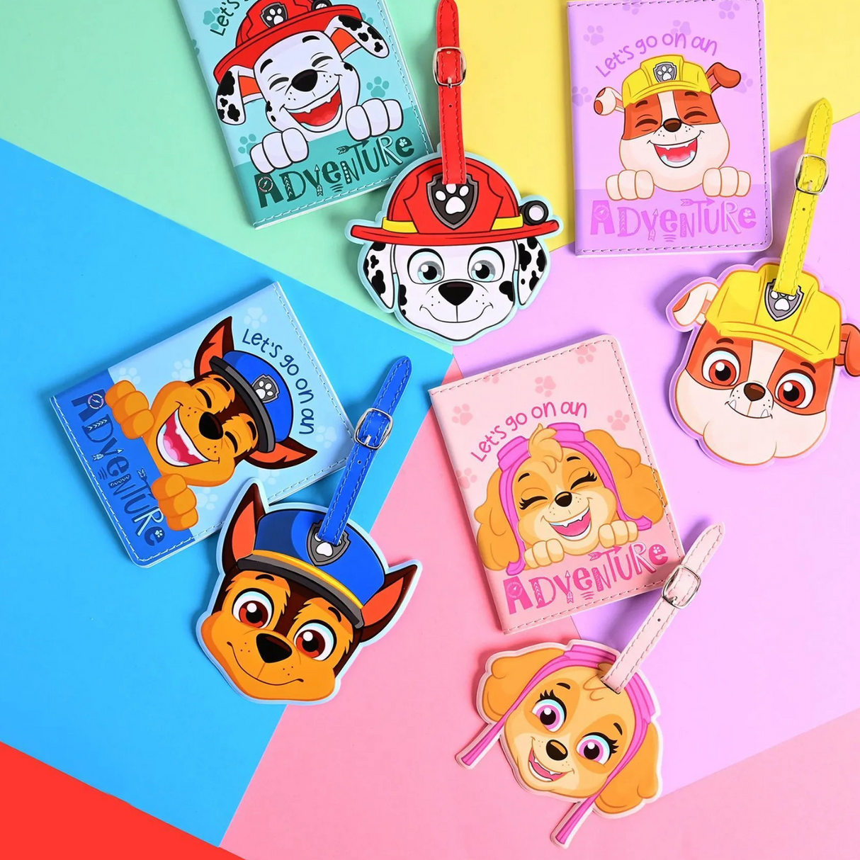 Paw Patrol Skye PU Leather Passport and Luggage Tag Pink