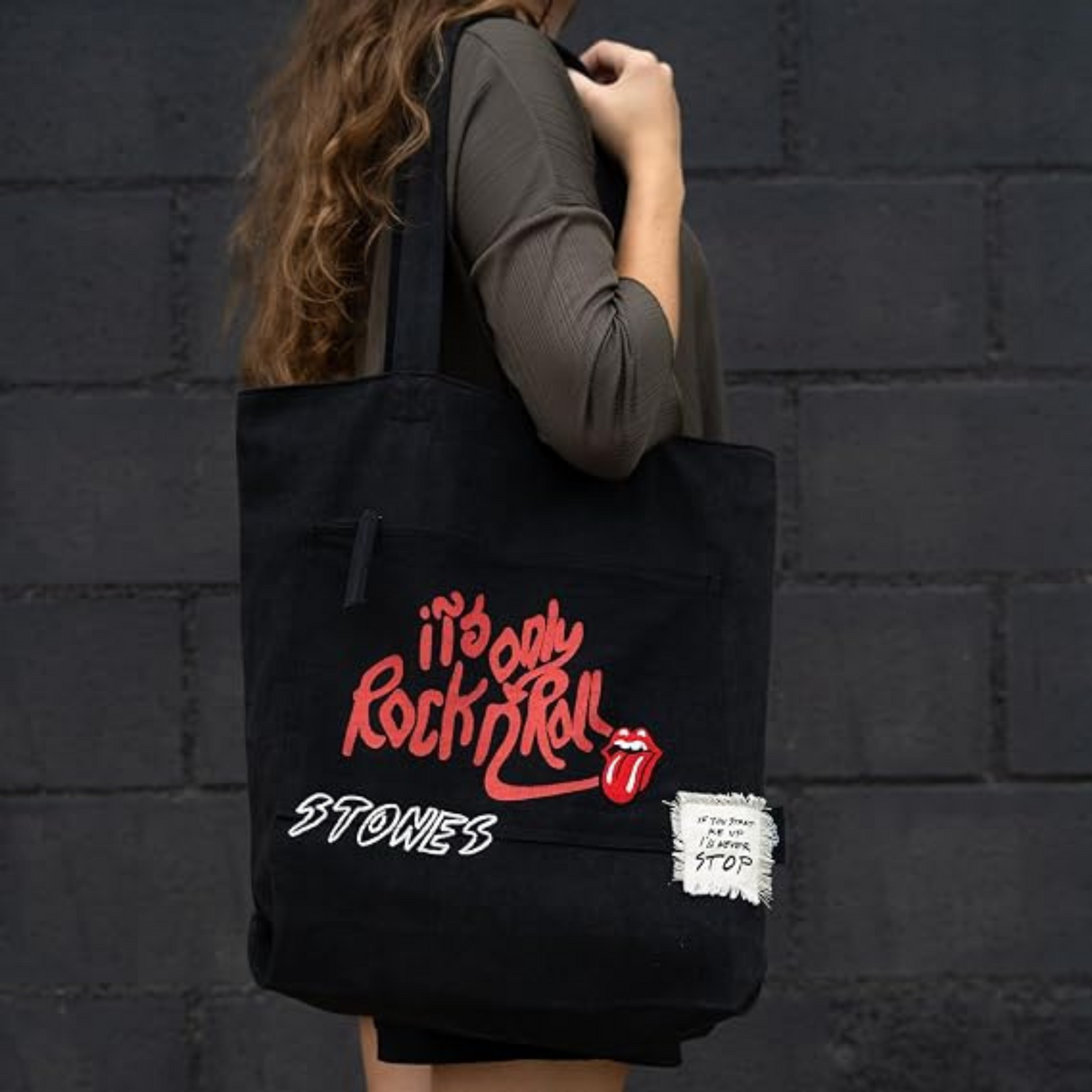 The Rolling Stones Premium Cotton Tote Shopping Bag Black