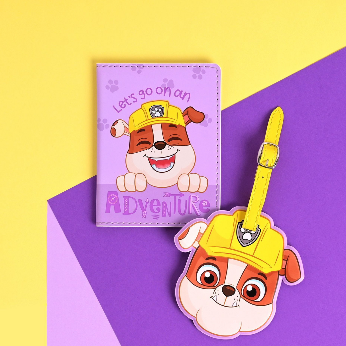 Paw Patrol Rubble PU Leather Passport and Luggage Tag Multi