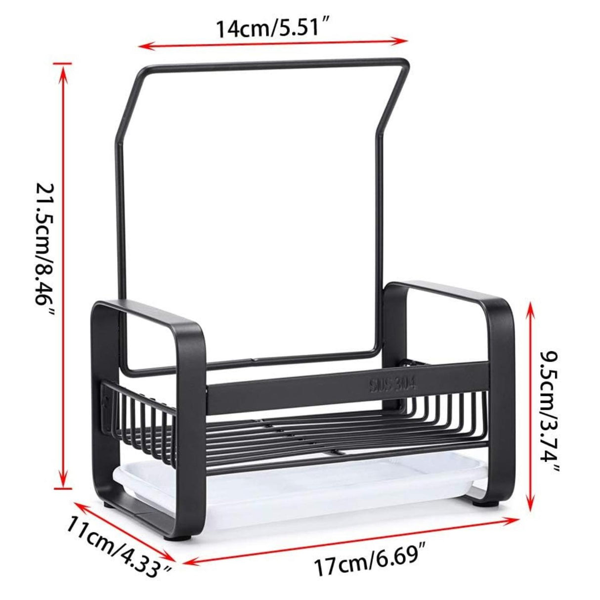 Kitchen Sink Caddy Organiser with Drying Rack Black