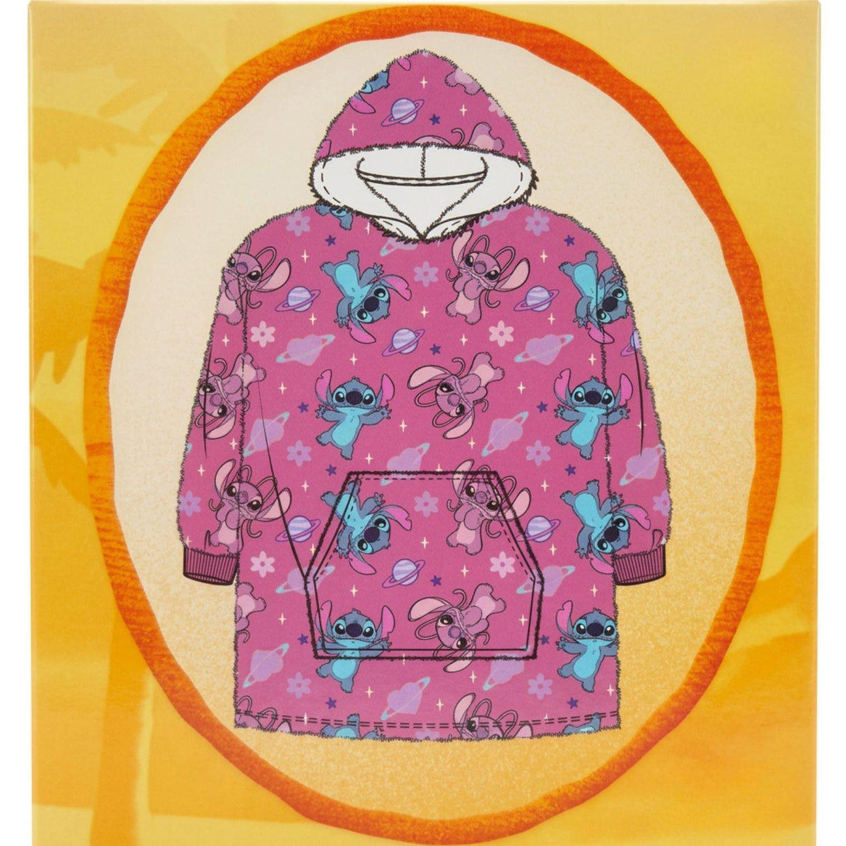 Girls Disney Stitch & Angel Hooded Blanket Pink One Size