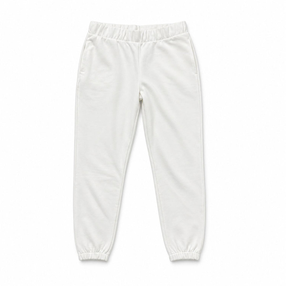 Women's 100% Cotton Elasticated Waist Cuffed Joggers Size XL White