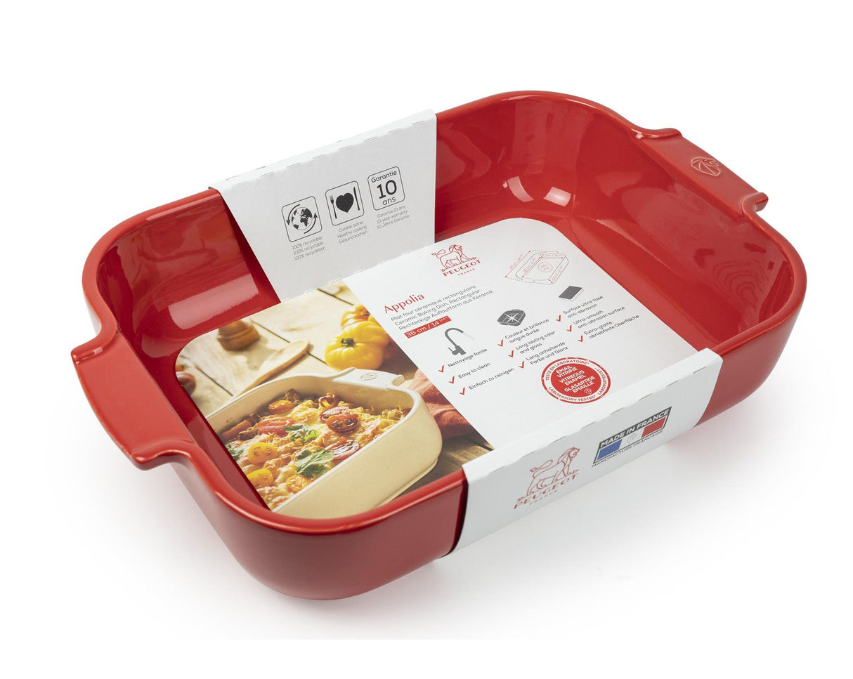 Peugeot Appolia Rectangular Ceramic Dish 36cm Red