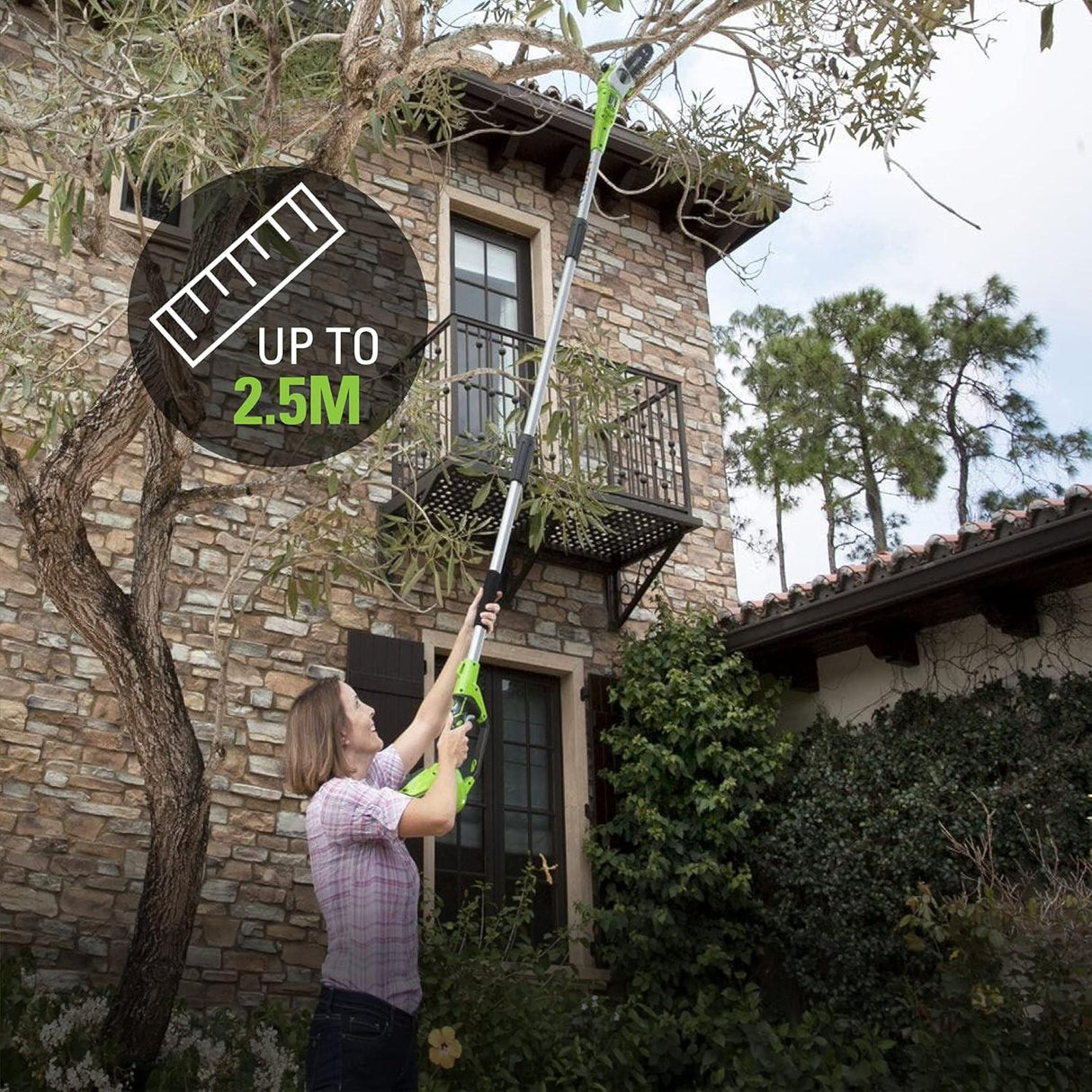 Greenworks 40V 20cm Pole Bar including Battery and Charger Green