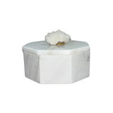 White Marble Hexagon Lidded Box with Crystal Handle