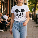 Women's Mickey Mouse T-Shirt 100% Cotton Sequin Detail Size XXLWhite