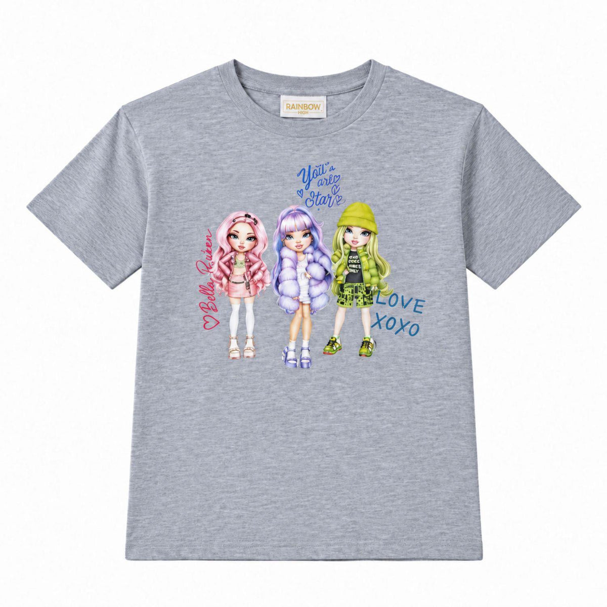 Rainbow High Girls Character T-Shirt 100% Cotton 6-8 Years Grey