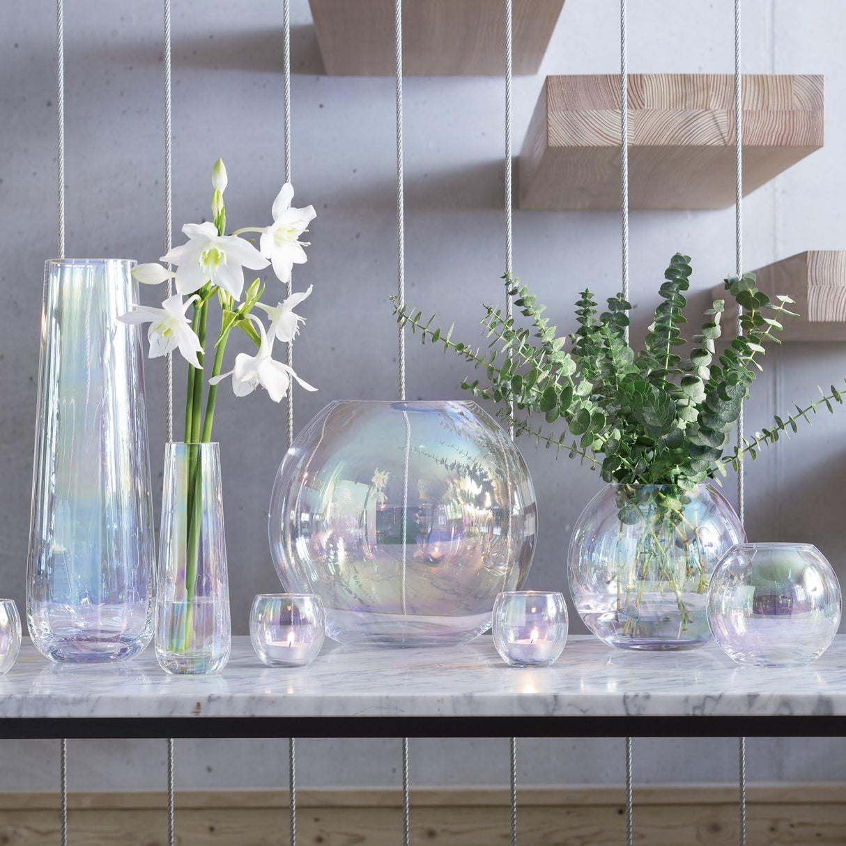 LSA Mother of Pearl Mouth-Blown Glass Design Vase H36cm