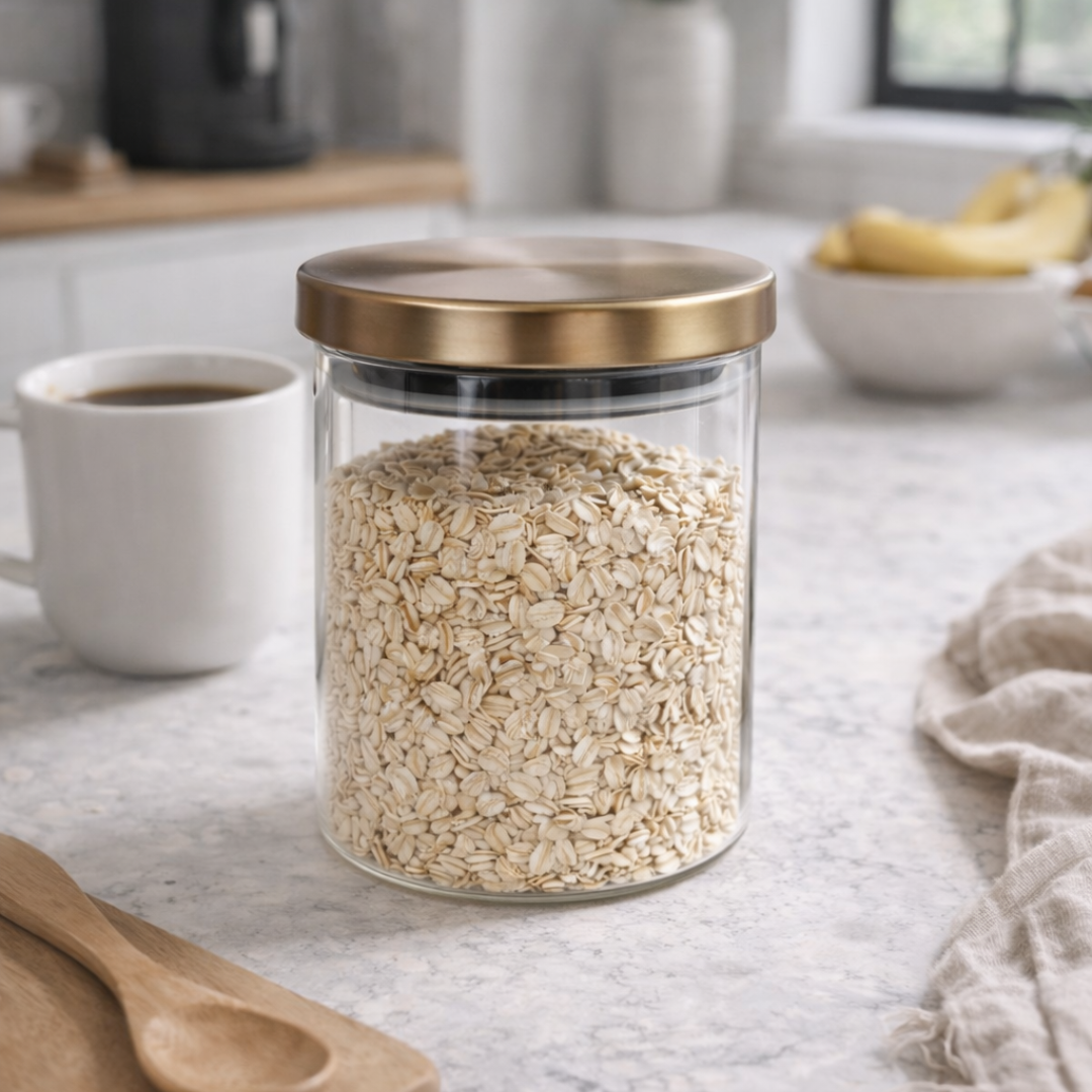 Clear Glass Cylinder Storage Jar with Bronze Lid 550ml