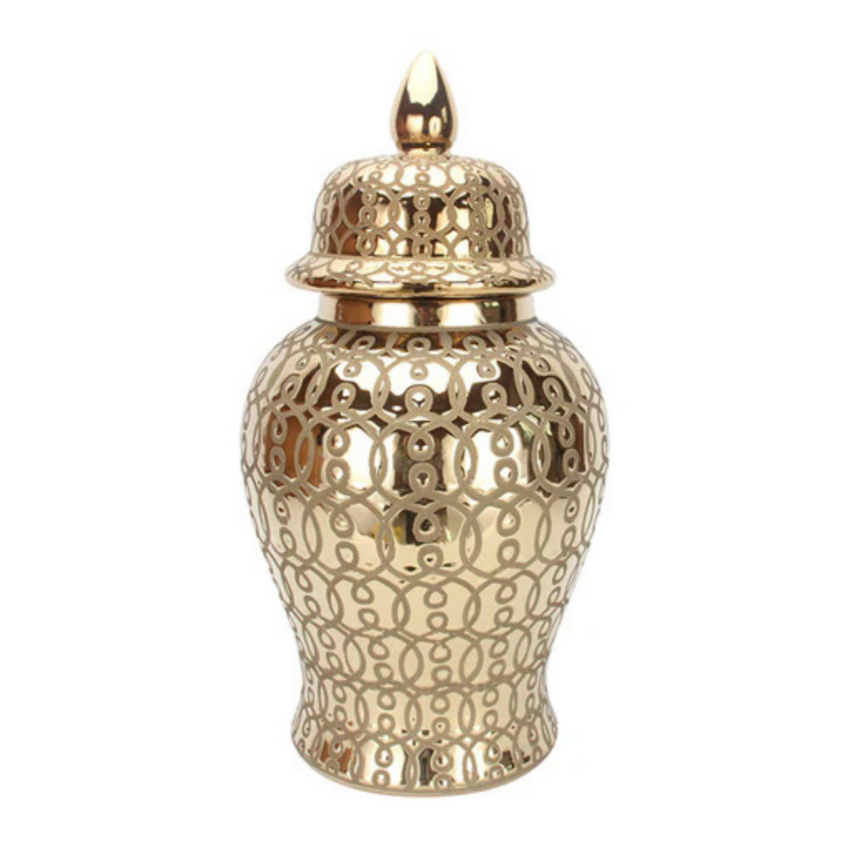 Gold Patterned Lidded Decorative Jar H50cm