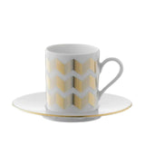 LSA Chevron Espresso 100ml Coffee Cup and Saucer Set of 4 Gold