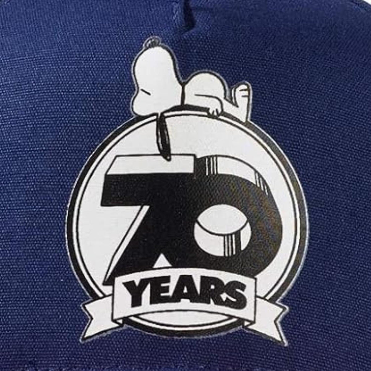 Peanuts Snoopy 70 Years Logo Baseball Cap Navy and Yellow
