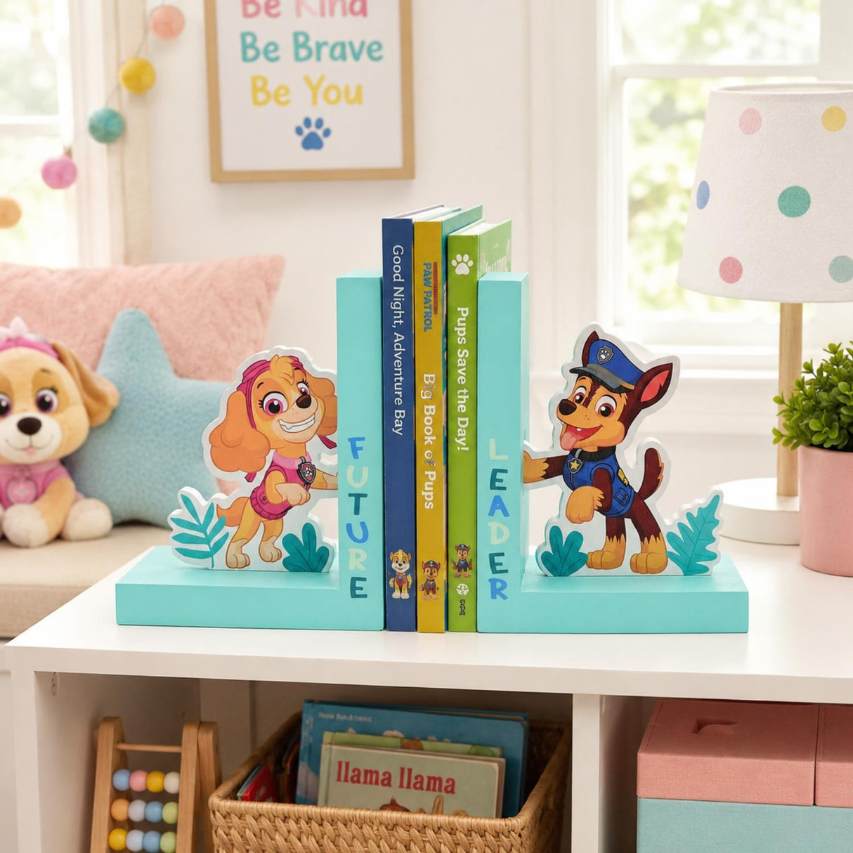 Paw Patrol Skye and Chase Wooden Bookends Turquoise