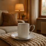 LSA Palazzo 100ml Porcelain Coffee Cup and Saucer Pearl Platinum