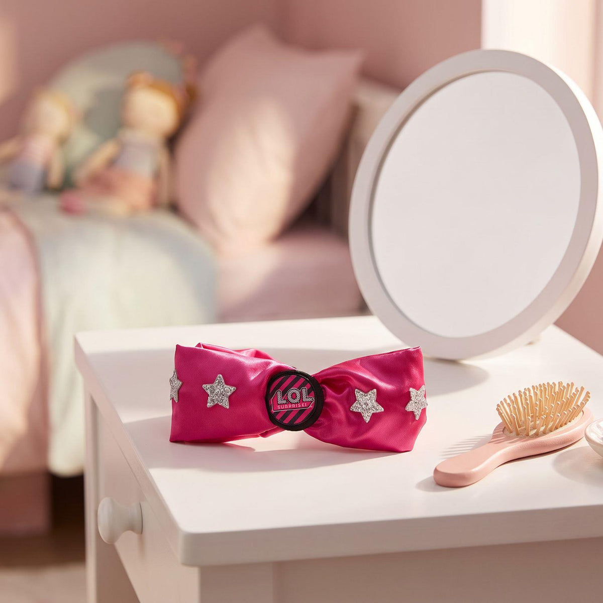 L.O.L. Surprise! Girls Headband with Silver Glitter Stars One Size Pink