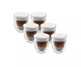 De'Longhi DLSC301 Double Walled Cappuccino Glasses Pack of 6 Clear