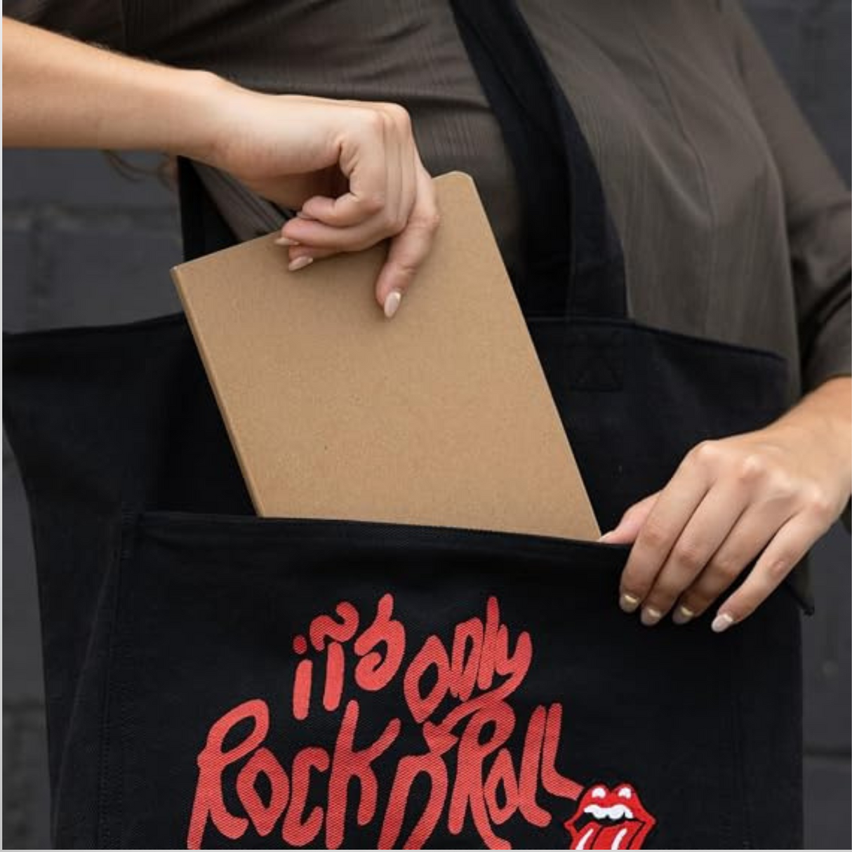 The Rolling Stones Premium Cotton Tote Shopping Bag Black