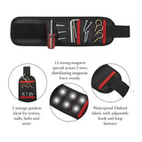 Magnetic Wristband Tool Holder with 15 Magnets and Storage Pockets Black