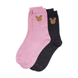Women's Disney Mickey Mouse Glitter Socks 6 Pairs UK 6-8 Pink and Black