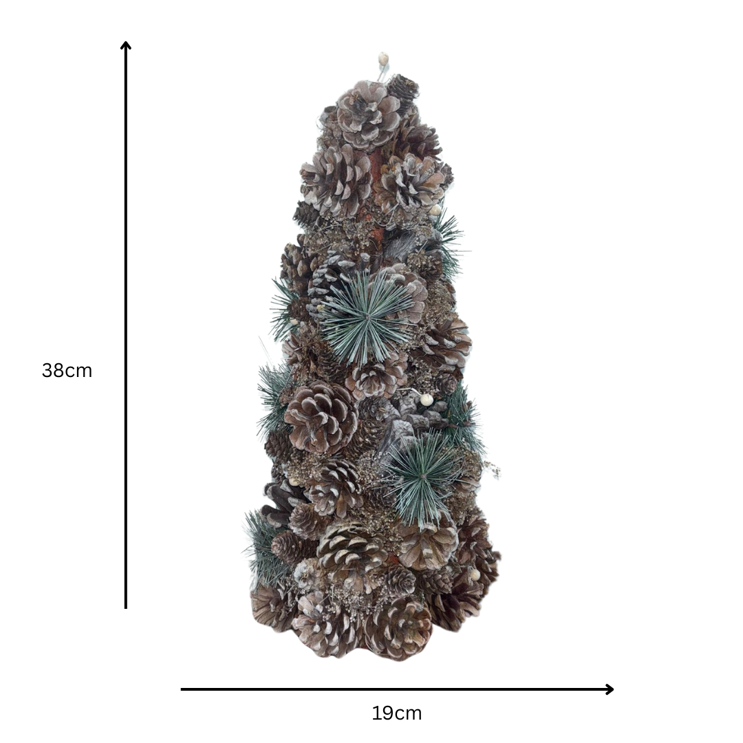 Pinecone Christmas Tree Ornament with Frosted Detail 38cm