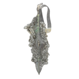Silver Snowflake Tree Topper Beaded Star with Ribbon