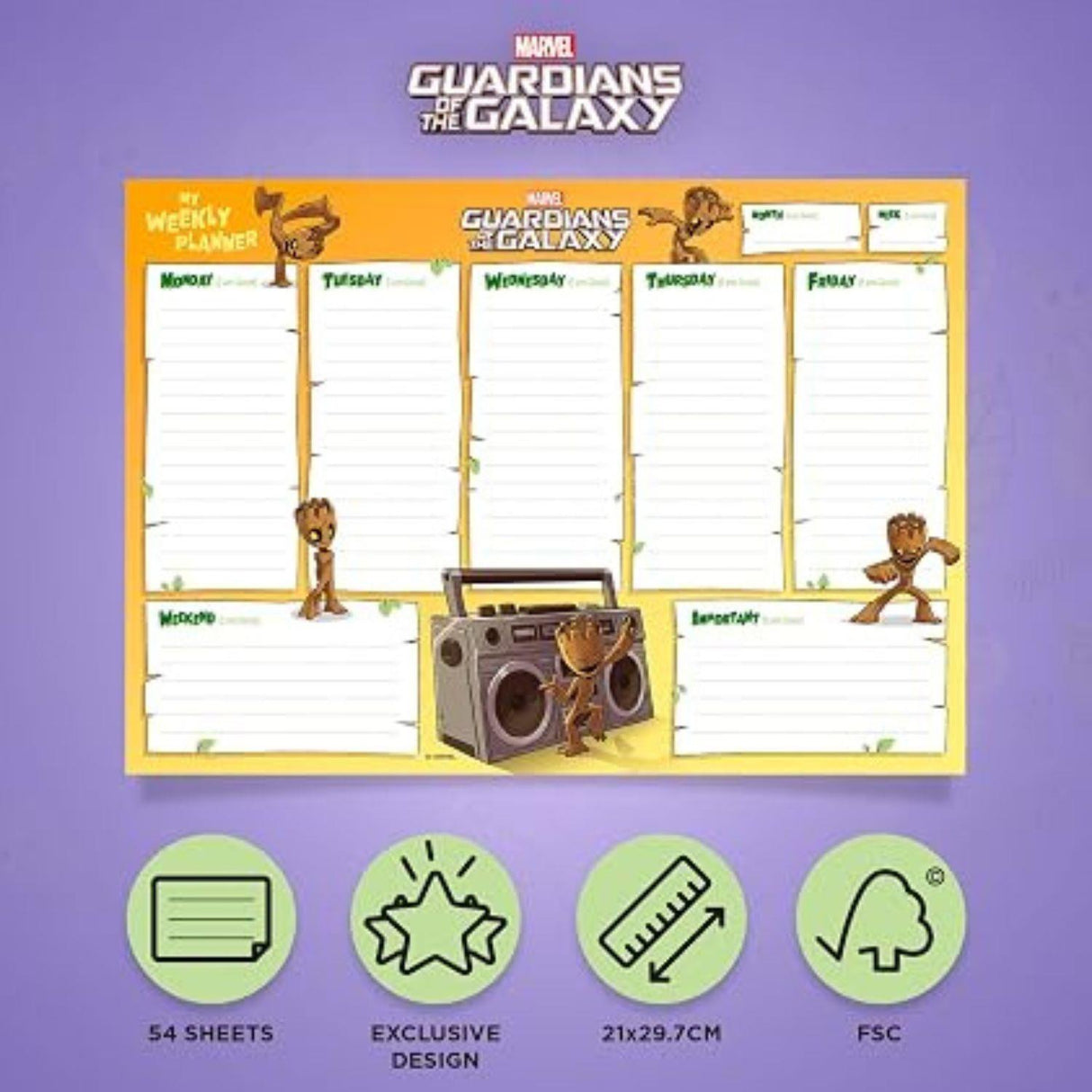 Guardians of the Galaxy Groot A4 Weekly Planner Notepad