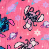 Girls Disney Stitch & Angel Hooded Blanket Pink One Size