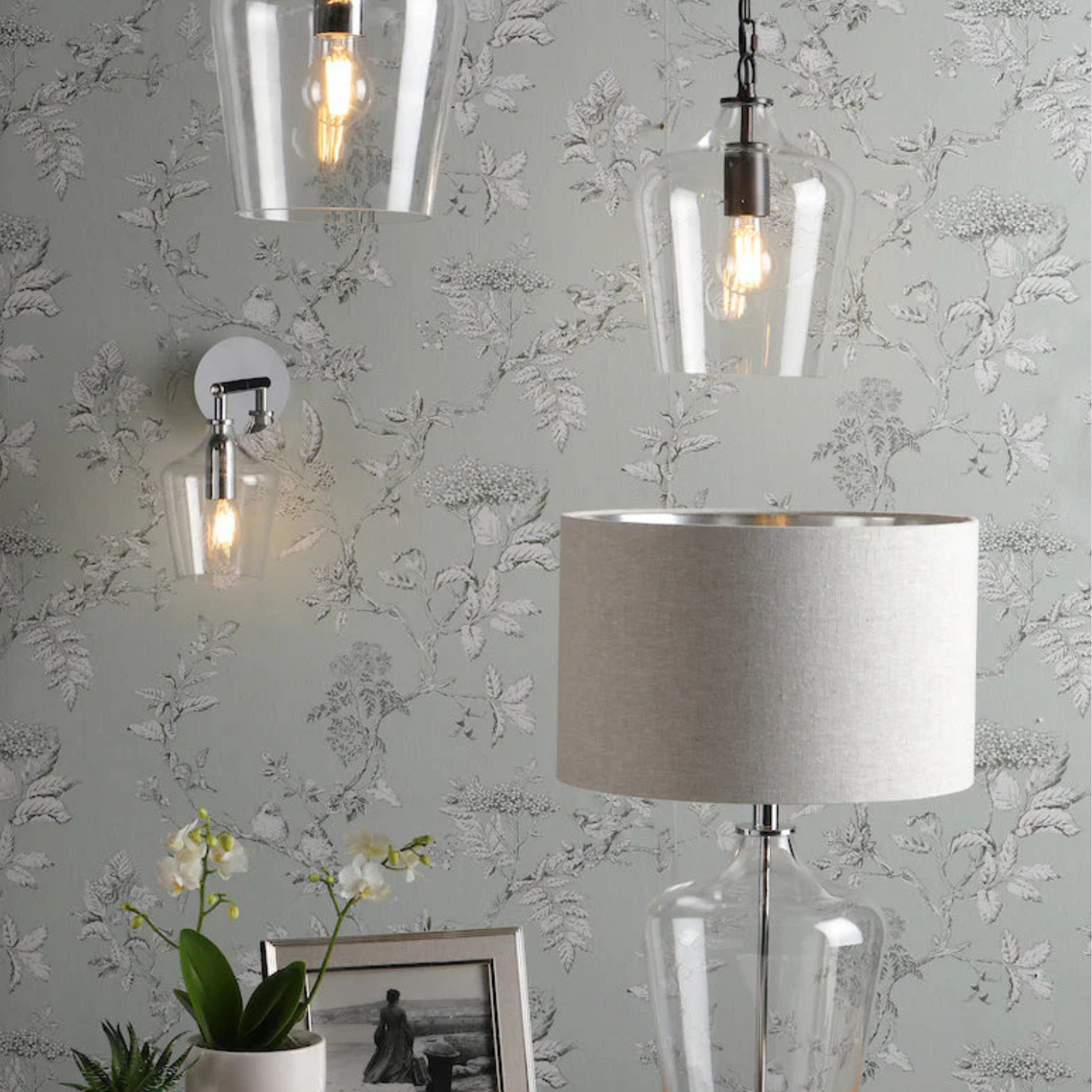 Laura Ashley Ockley Wall Light Polished Chrome & Glass