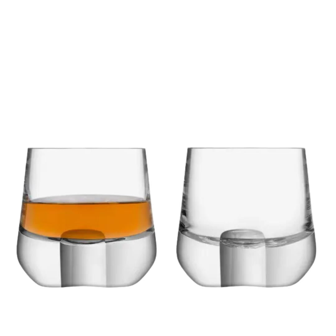 LSA Whisky Cut Mouth Blown Glass Tumbler 180ml Set of 2 Clear